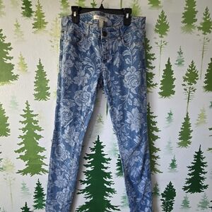 Floral Blue Denim Jeans